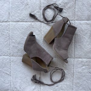 Madden Girl Lace Up Taupe Heeled Boots